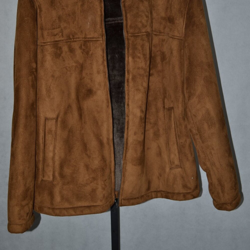 ( Men ) Docker Brown Suede Zip Front Jacket Size … - image 2